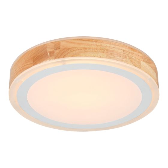 Plafonnier à DEL, rond, fini blanc/bois, 13 po, 24 W