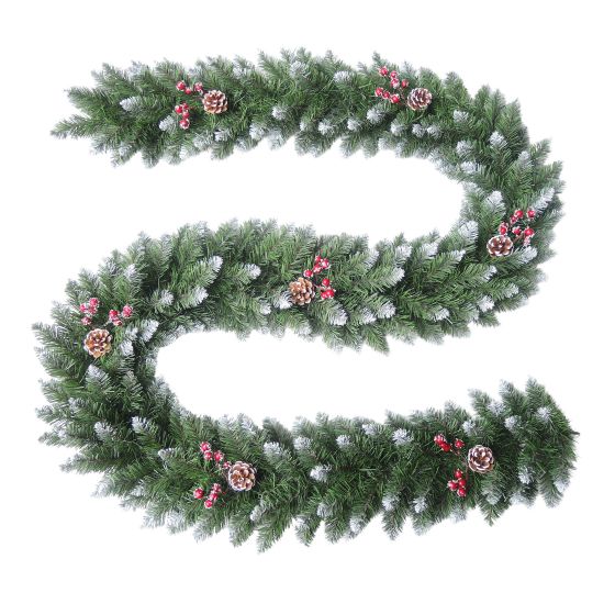 Decorative Garland - 240 Tips - 2.7 m - Frosted Green with Pinecones