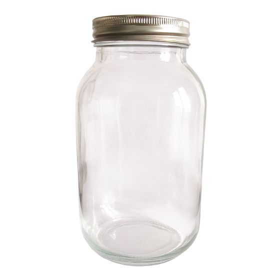 Pots Mason en verre avec couvercle 2 pièces, 1 000 ml, 12/pqt