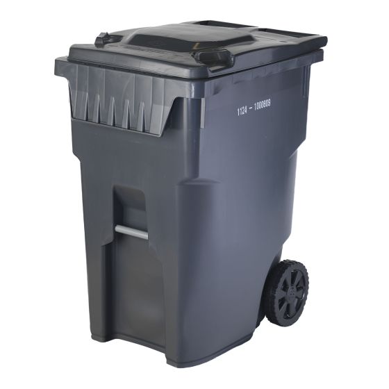 Bac roulant gris avec prise américaine, roues de 10 po, 360 L