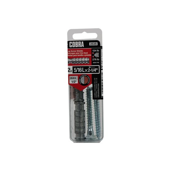 Lag Screw Shields, Masonry Anchors, 5/16 x 2-1/4-in, 2/Pkg