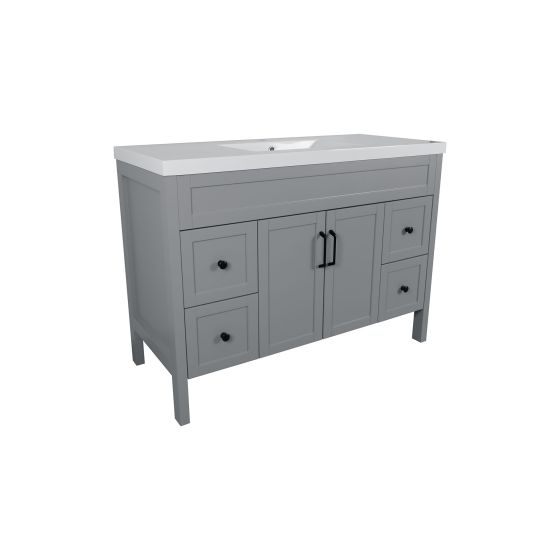 Meuble-lavabo Makala, style shaker, 28", gris