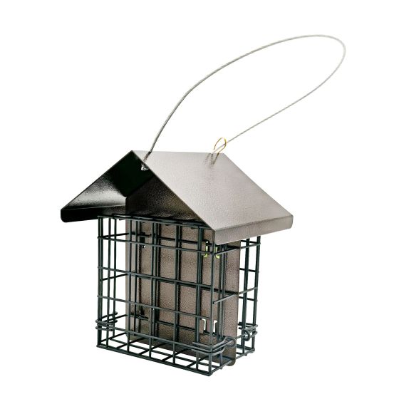 Mangeoire à oiseaux en acier, 6,3" x 5,3" x 7,1", noir/brun