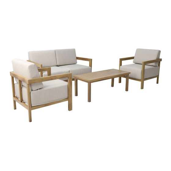 Ensemble de conversation Serein, 4 pièces, fini aspect bois et beige
