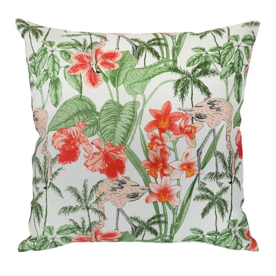 Coussin d'extérieur, motif flamant rose, 16" x 16"