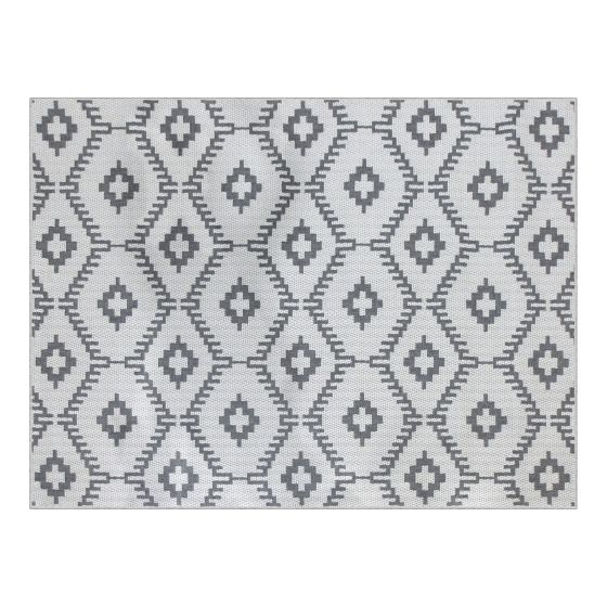 Tapis extérieur Till, tissé plat, 78,7" x 94,5", ivoire/gris
