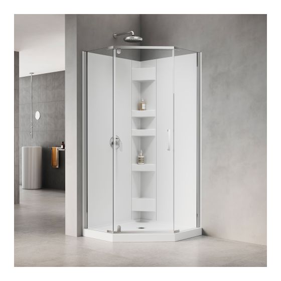 Calliope Shower Kit – 3-Piece Neo-Angle – 36" x 36" – Chrome