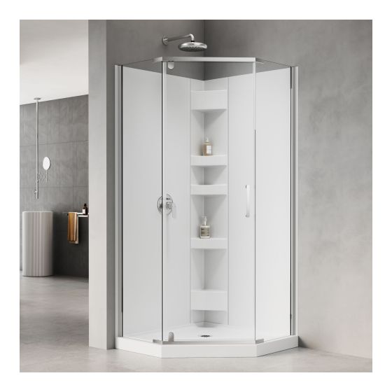 Calliope Shower Kit – 3-Piece Neo-Angle – 36" x 36" – Chrome