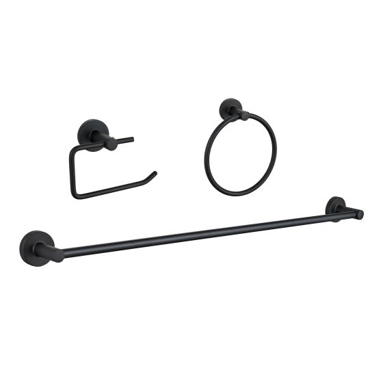 Ensemble salle de bain, 3 pièces, barre 24", noir mat