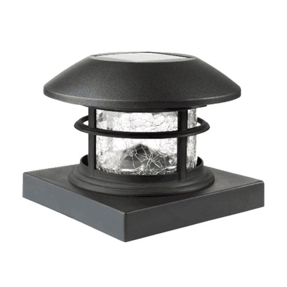 Solar LED Post Cap Lights - 5.7" x 5.7" - Dark Grey - 2/Pkg