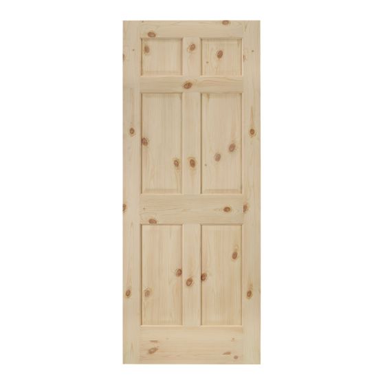 6-Panel Knotty Pine Door - 30" x 80" - Matte