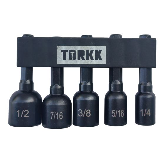 Nut Driver Bit Set -  1/4" to 1/2" - 5-Piece