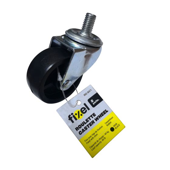 Rigid Caster - Rubber - 2" - 40kg Load Capacity