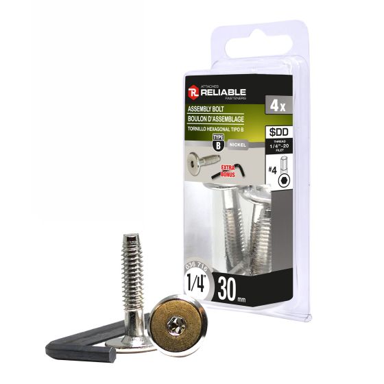 Boulons d'assemblage de type JBC, 1/4" x 30 mm, 4/pqt