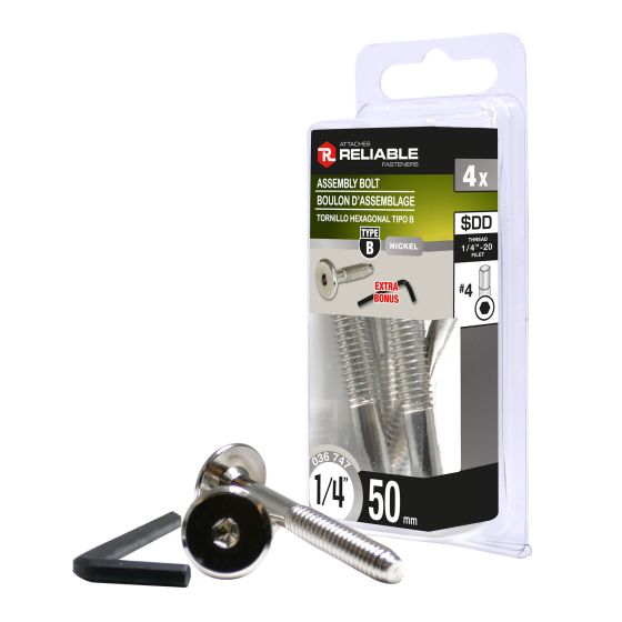 Boulons d'assemblage de type JBC, 1/4" x 50 mm, 4/pqt