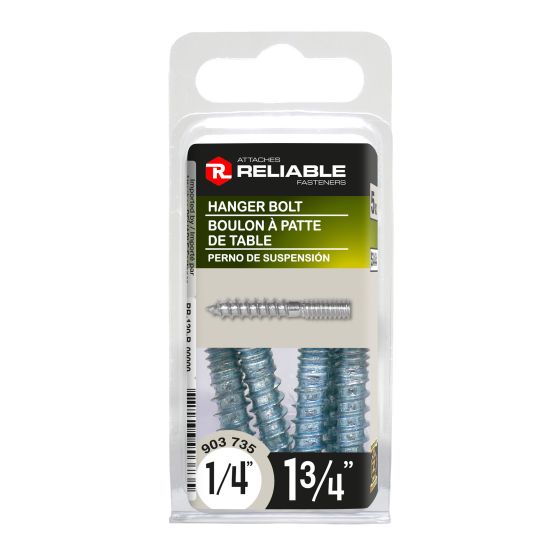 Boulons de suspension, 1/4" x 1 3/4", zingués, 5/pqt