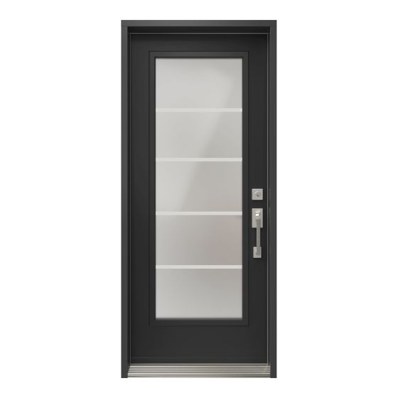 Porte extérieure en acier, ouvrant gauche, 82 1/2" x 35 3/8", noir