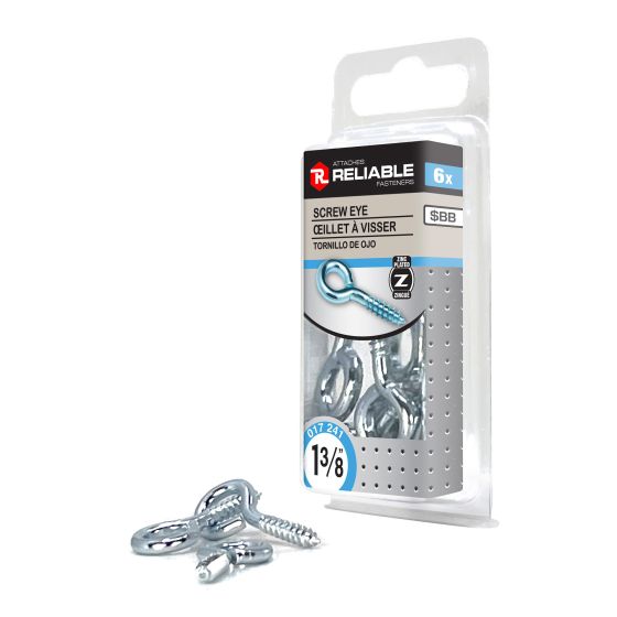 Zinc-Plated Screw Eye - 1 3/8" - 6/Pkg