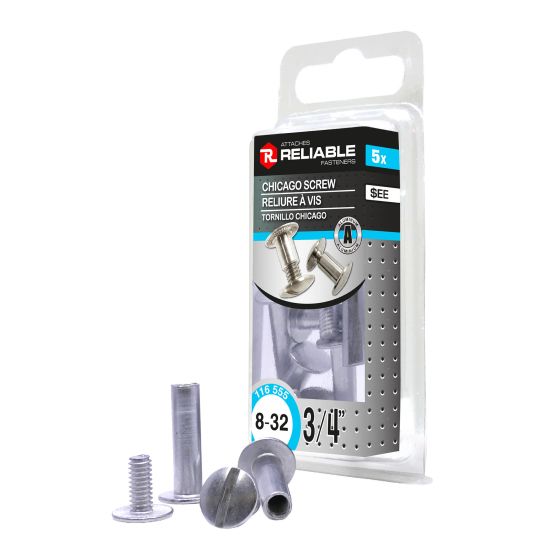 Vis Chicago en aluminium, #8-32 x 3/4", 5/pqt