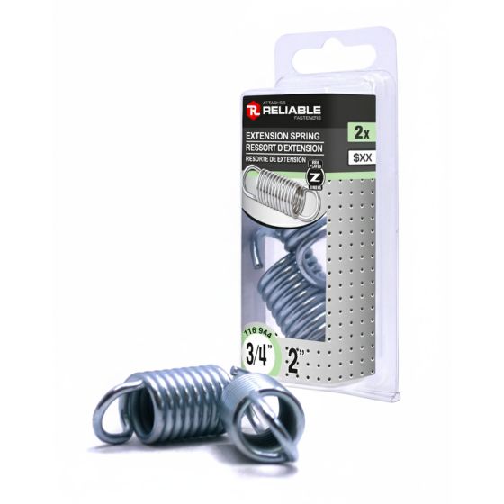 Ressorts d'extension, 3/4" x 2", zingué, 2/pqt