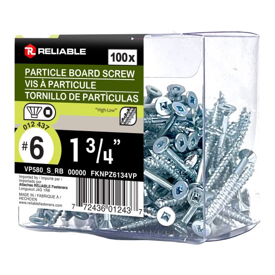 Particle Wood Screws - #6 x 1 3/4" - Asymetric Thread - 100/Pkg