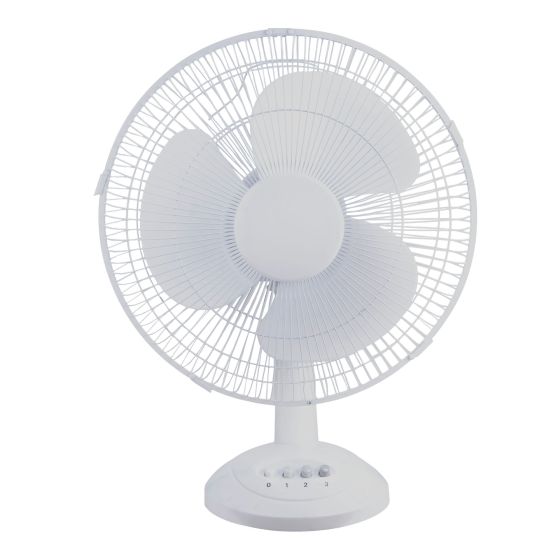 Ventilateur de table 16 po, 50 W, 3 vitesses, blanc brillant