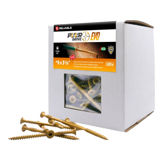 Vis structurales, #9 x 3 1/8", double action, tan, 100/pqt