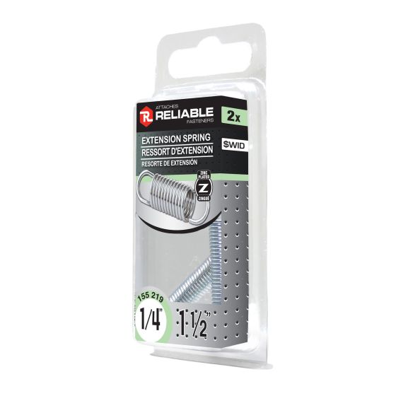 Ressorts d'extension, 1/4" x 1 1/2", acier zingué, 2/pqt