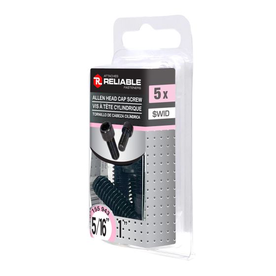 Allen Head Cap Screws - 5/16" x 1" - Black - 5/Pkg
