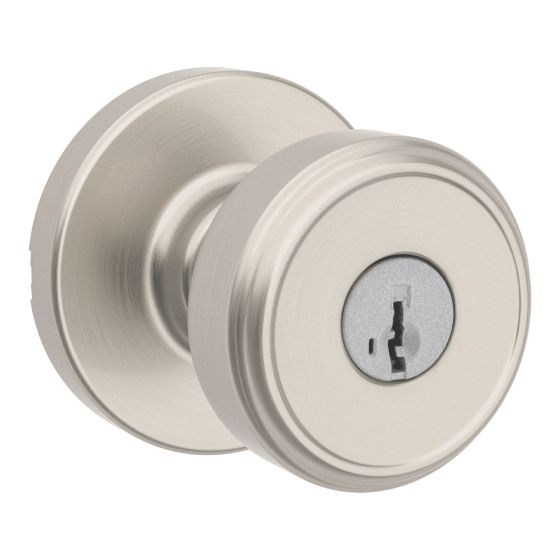 Poignée de porte à clé Maven, fini nickel satiné