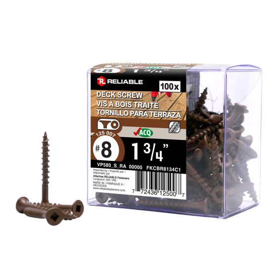 Wood Screws - #8 x 1-3/4" - Coarse Thread - 100/Pkg