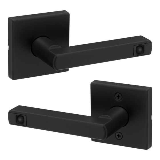 Poignée de porte à levier Halifax, intimité, LED, fini noir mat