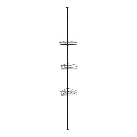 Étagère de douche à tension, 13" x 5,7" x 105", noir