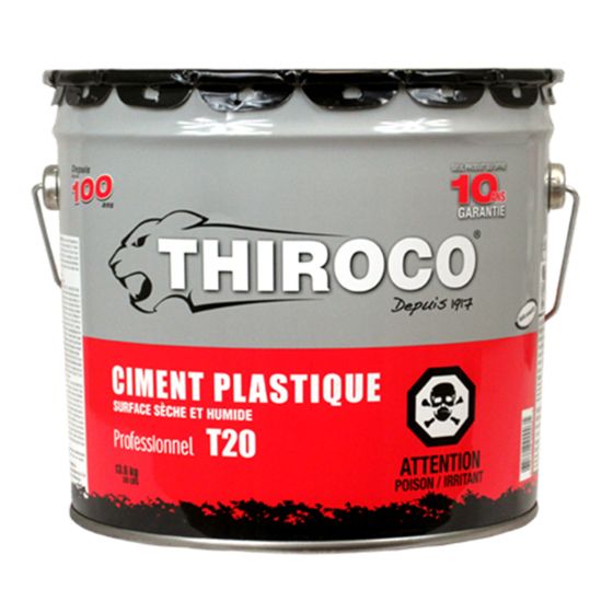THIROCO Professional Plastic Cement CR-20 - Dry and Wet Surfaces - Black - 13.6 kg