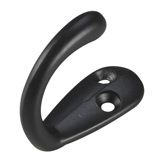 1-3/4" Single Wardrobe hook - Black - 18 mm x 46 mm