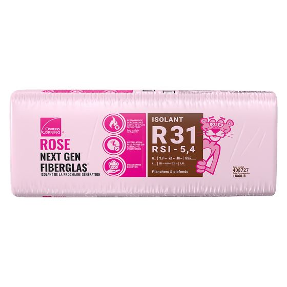 R-31 Pink Next Gen Fiberglas Insulation - 24" x 48" x 9 1/2" - Covers 64 sq. ft