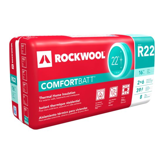 R22 Rockwool ComfortBatt Wool - 15 1/4" x 47" x 5 1/2" - 39.8 sq. ft