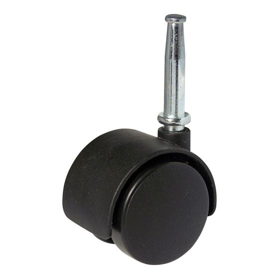 Dual-Wheel Furniture Caster - With Friction Grip Stem - Model: Wood stem - 1 5/8"