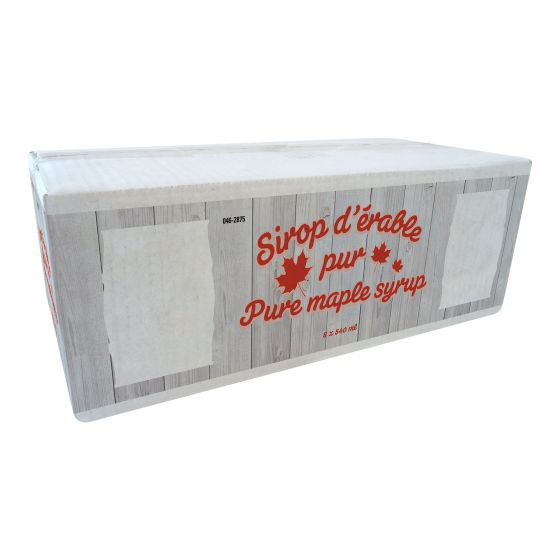 Lithographed box for barrel-style maple syrup cans, without handle - 8 x 540 ml/Pkg