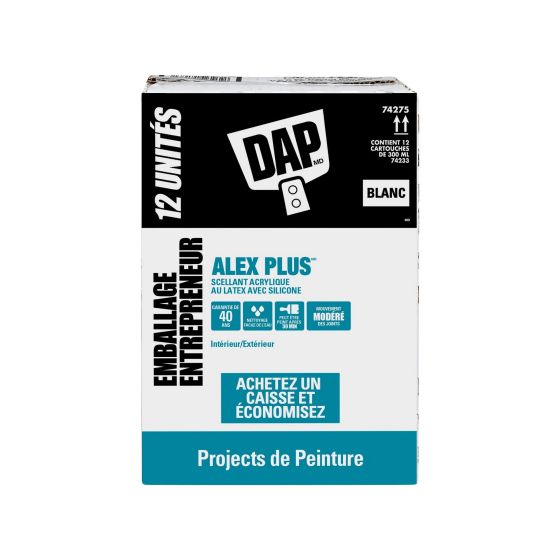 Alex Plus Acrylic Latex and Silicone Caulk - White - 12/Pkg