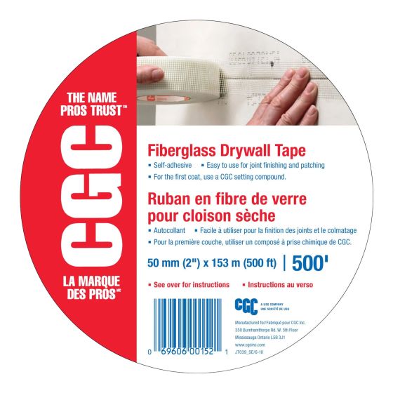 Ruban à joint en fibre de verre CGC Sheetrock, Blanc, 500'