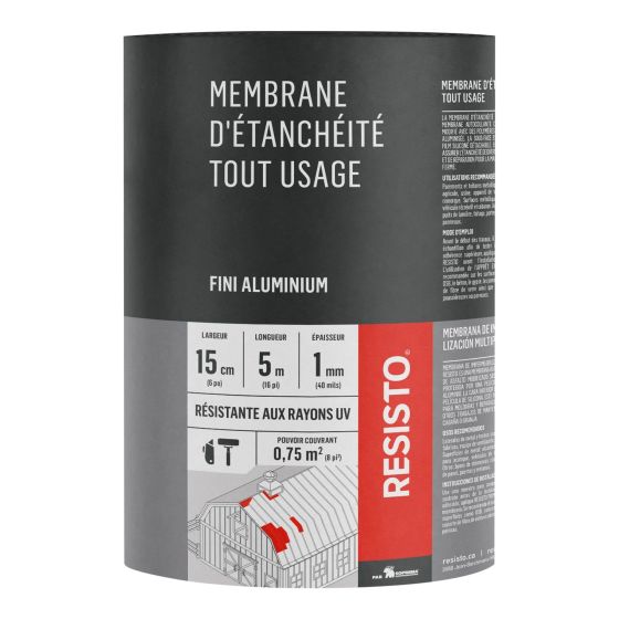 Membrane d'étanchéité tout usage, aluminium, 6" x 16'