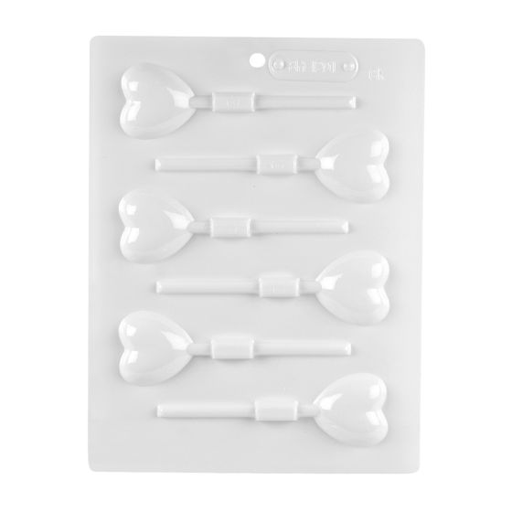 Lollipop Mold - White - Heart, 6 lollipops