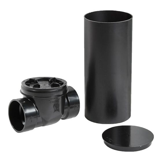 Clapet antiretour ABS-DWV avec chemise, 4", femelle, noir