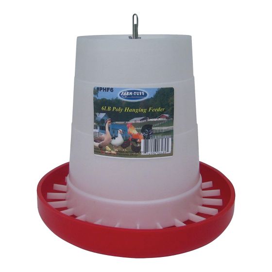 Hanging Poultry Feeder - White/Red - 17 lb - 3 1/2" x 30"