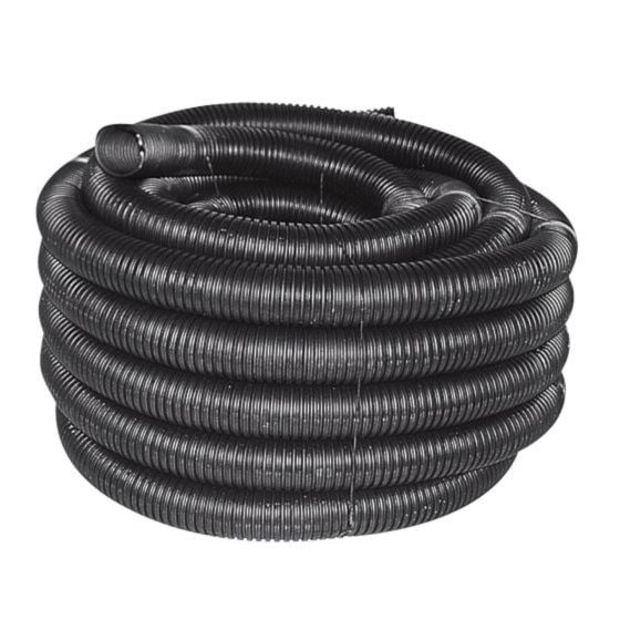 Tuyau de drainage, non-perforé, noir, 6" x 30 m