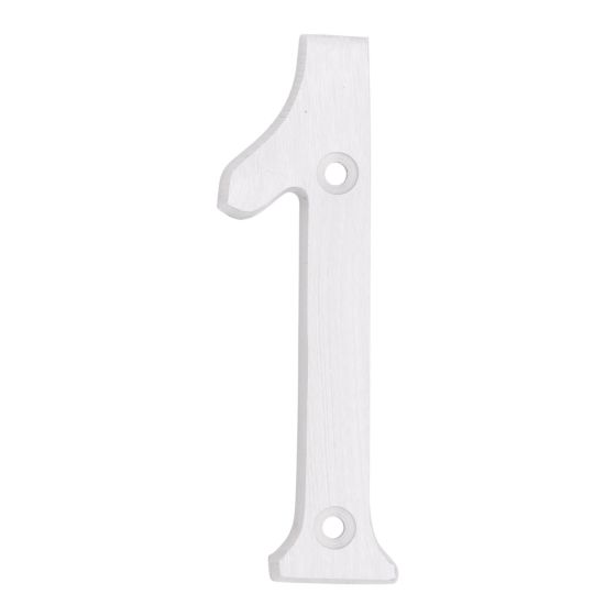 Numéro de maison de style moderne #1, blanc, 3/8" x 6"
