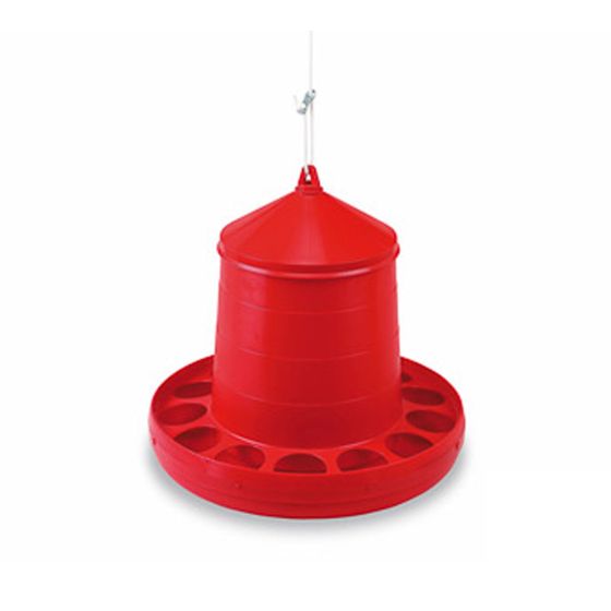 Mangeoire suspendue en plastique pour volaille, 15,9" x 6,3", 12 kg (26,5 lb), rouge