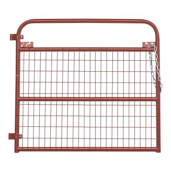 True North Light Farm Gate with Mesh - 20-Gauge - Red - 4'
