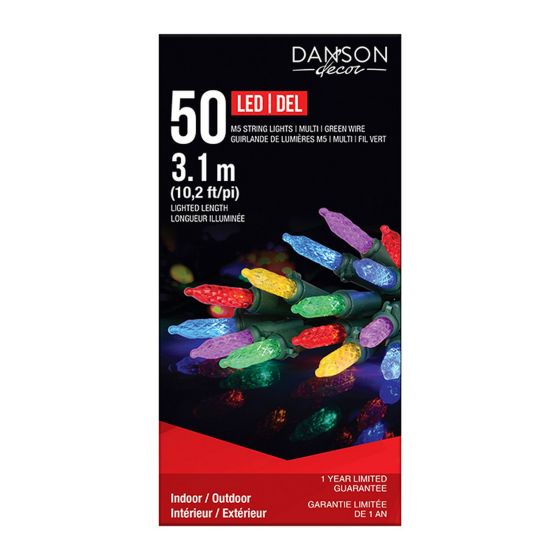Jeu de 50 lumières M5, multicouleurs, 12'